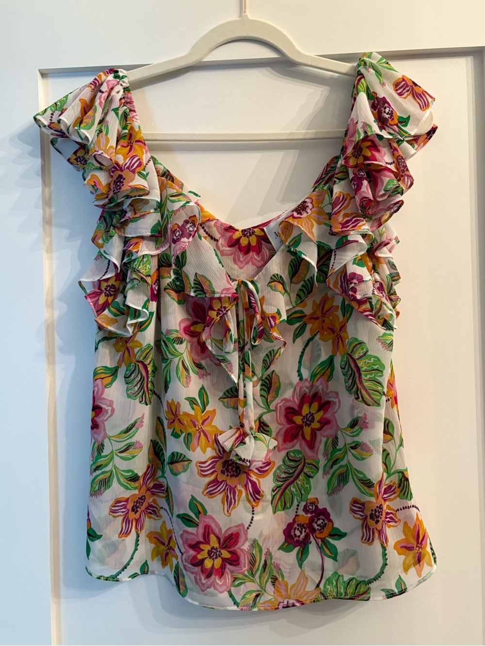 MISA LA Floral Ruffle top Medium NWT - Women’s M Designer Flora Exotica Blouse